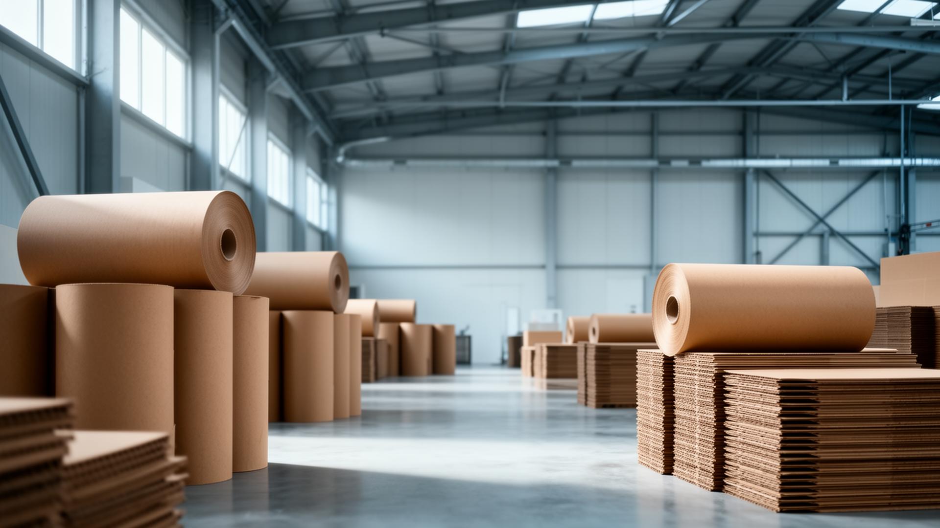 Industrial warehouse with paper rolls
